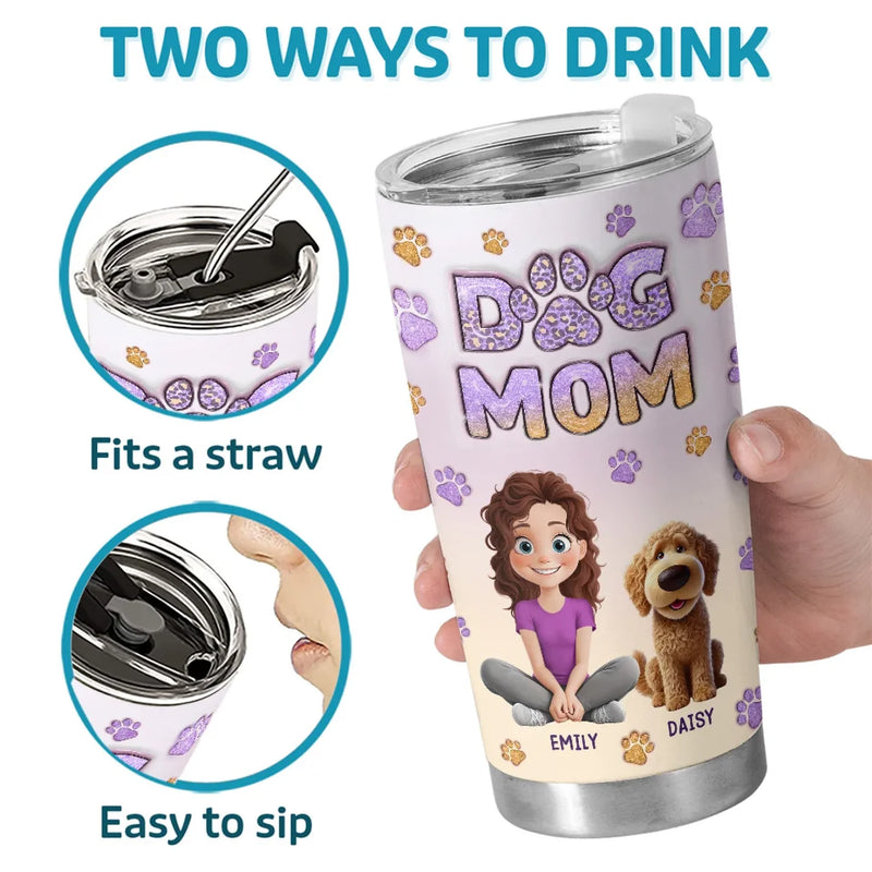 Paws And Claws, All My Love - Dog & Cat Personalized Custom 3D Inflated Effect Printed Tumbler - Gift For Pet Owners, Pet Lovers