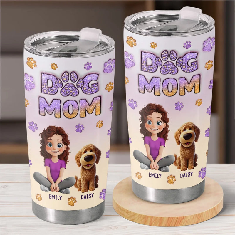 Paws And Claws, All My Love - Dog & Cat Personalized Custom 3D Inflated Effect Printed Tumbler - Gift For Pet Owners, Pet Lovers