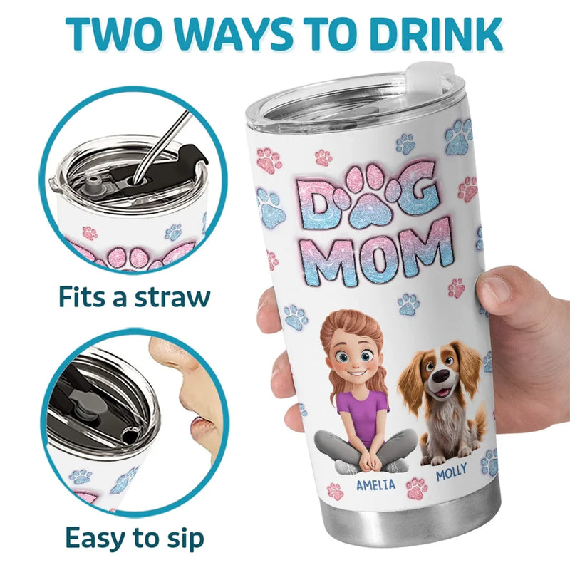 Life Is Better With Fur - Dog & Cat Personalized Custom 3D Inflated Effect Printed Tumbler - Gift For Pet Owners, Pet Lovers
