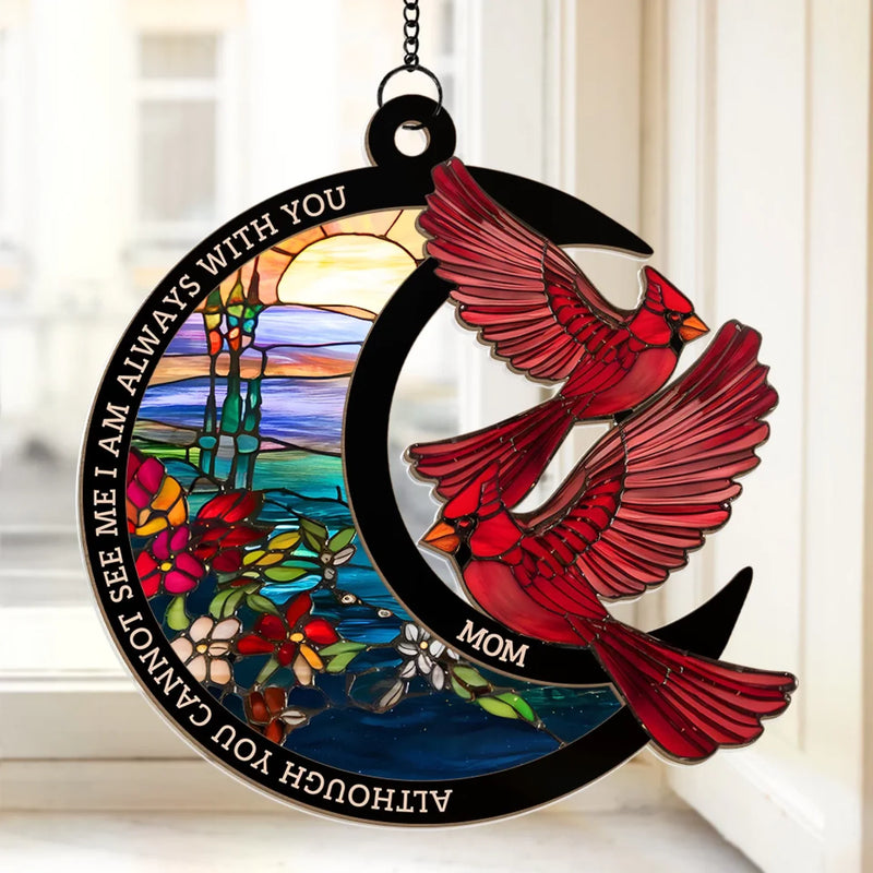 Though You Are Gone, Your Light Still Shines - Memorial Personalized Window Hanging Suncatcher Ornament - Sympathy Gift For Family Members
