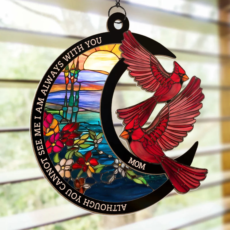 Though You Are Gone, Your Light Still Shines - Memorial Personalized Window Hanging Suncatcher Ornament - Sympathy Gift For Family Members