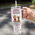 The Best Things In Life Are Furry - Dog & Cat Personalized Custom 3D Inflated Effect Printed 40 Oz Stainless Steel Tumbler With Handle - Gift For Dog Lovers, Mom