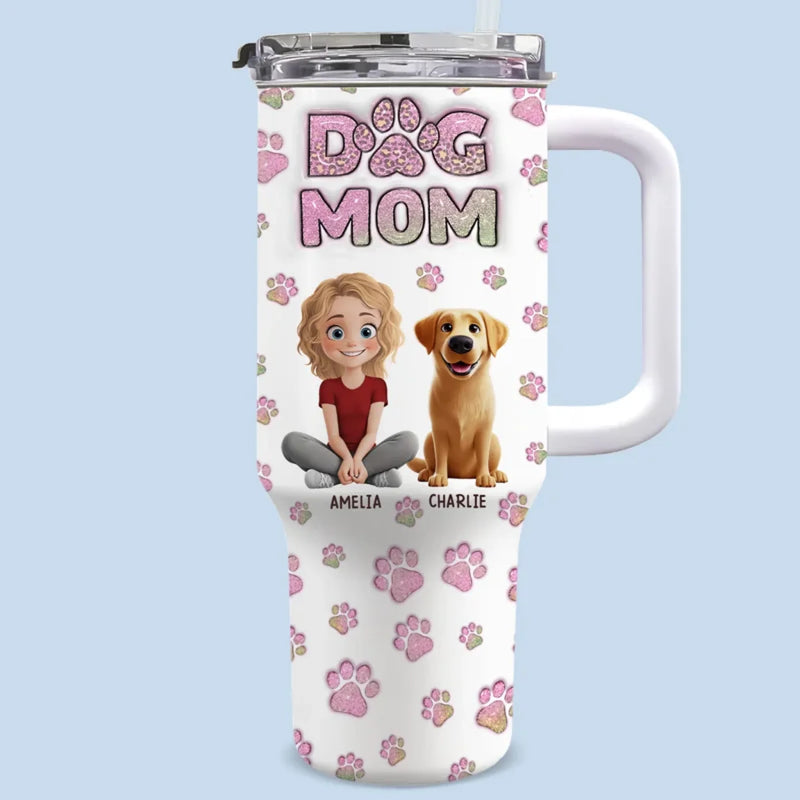 The Best Things In Life Are Furry - Dog & Cat Personalized Custom 3D Inflated Effect Printed 40 Oz Stainless Steel Tumbler With Handle - Gift For Pet Owners, Pet Lovers