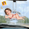 Custom Photo Safety First, Hot Stuff - Couple Personalized Custom Car Ornament - Acrylic Custom Shaped - Gift For Husband Wife, Anniversary