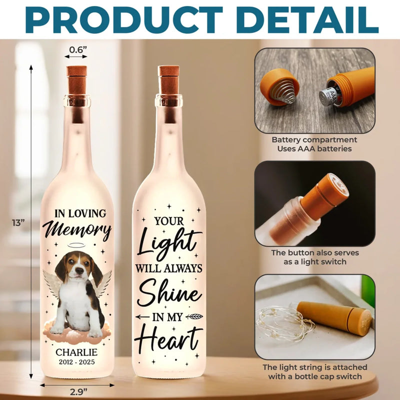 Custom Photo Your Wings Were Ready But My Heart Was Not - Memorial Personalized Custom Bottle Lamp - Sympathy Gift For Pet Owners, Pet Lovers