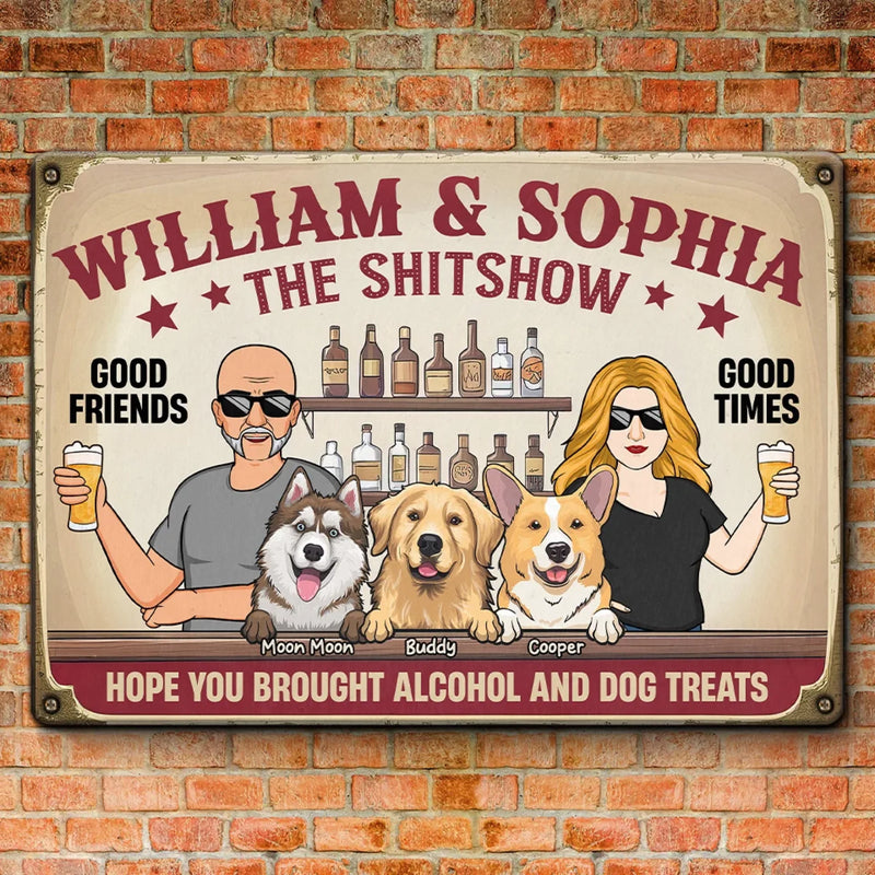 Good Times With Good Friends - Dog Personalized Custom Home Decor Metal Sign - House Warming Gift For Pet Owners, Pet Lovers
