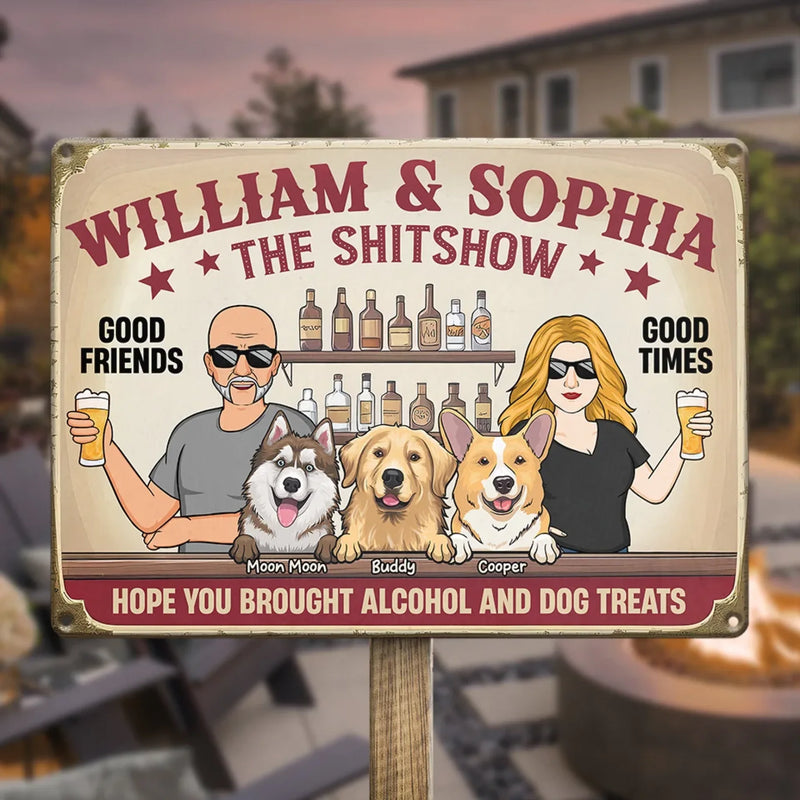 Good Times With Good Friends - Dog Personalized Custom Home Decor Metal Sign - House Warming Gift For Pet Owners, Pet Lovers
