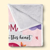 Grandma’s Heart Beats In Mine Forever - Family Personalized Custom Blanket - Gift For Mom, Grandma
