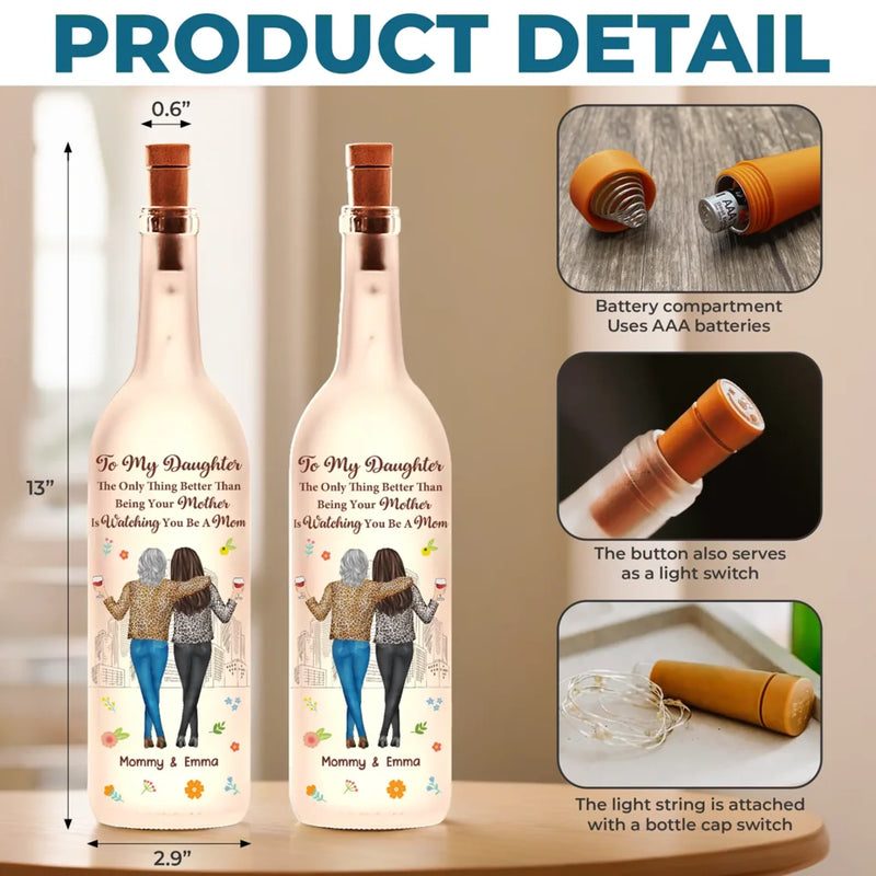 Watching You Be A Mom Is My Greatest Joy - Family Personalized Custom Bottle Lamp - Gift For Mom, Daughter