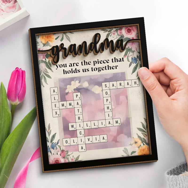 We Are Born Of Love, Love Is Our Grandma - Family Personalized Custom 2-Layered Wooden Plaque With Stand - Mother's Day, Gift For Mom, Grandma