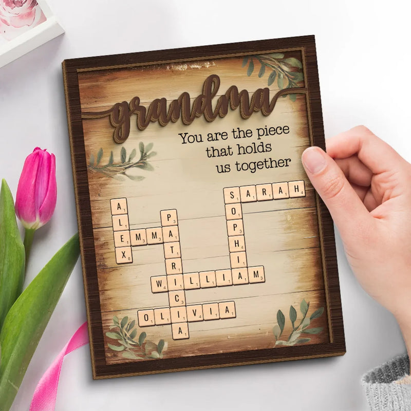 Love Makes You Family - Family Personalized Custom 2-Layered Wooden Plaque With Stand - Mother's Day, Gift For Mom, Grandma
