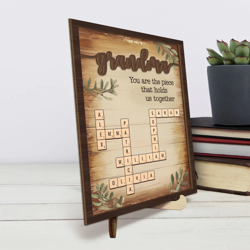Love Makes You Family - Family Personalized Custom 2-Layered Wooden Plaque With Stand - Mother's Day, Gift For Mom, Grandma