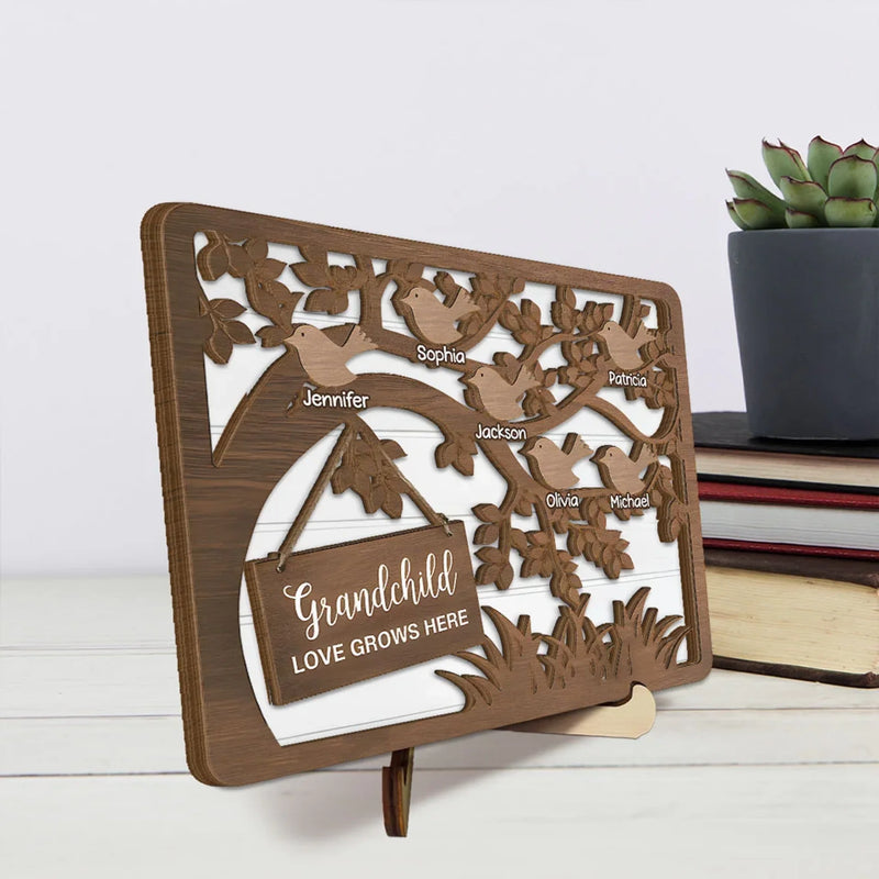 Grandma’s Love Is The Sweetest Gift - Family Personalized Custom 2-Layered Wooden Plaque With Stand - Gift For Mom, Grandma