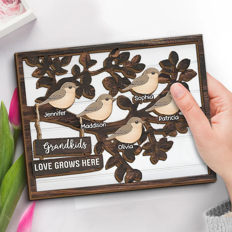 The Heart Of Our Family - Family Personalized Custom 2-Layered Wooden Plaque With Stand - Gift For Mom, Grandma