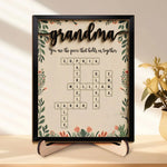 Custom Family Name Crossword Gifts for Grandma - Personalized Wooden Plaque