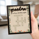 Custom Family Name Crossword Gifts for Grandma - Personalized Wooden Plaque