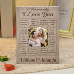Custom Photo 12 Reasons Why I Love You - Couple Personalized Custom Vertical Rectangle Shaped Building Brick Blocks - Gift For Husband, Wife, Couple