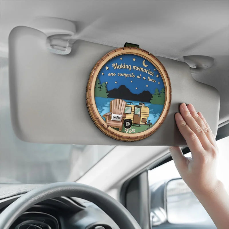 Making Memories One Campsite At A Time - Family Personalized Custom Car Visor Clip - Gift For Yourself, Best Friends, Siblings, Family Members