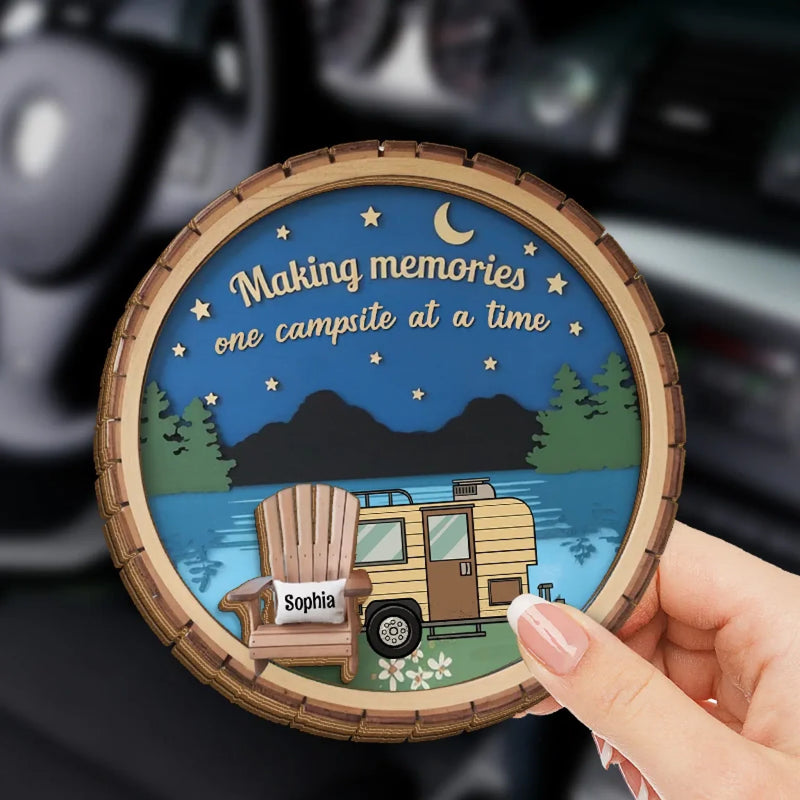Making Memories One Campsite At A Time - Family Personalized Custom Car Visor Clip - Gift For Yourself, Best Friends, Siblings, Family Members