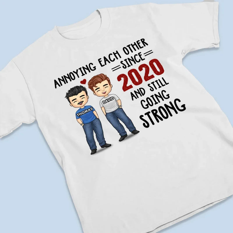 Annoying Each Other Since - Couple Personalized Custom Unisex T-shirt, Premium T-shirt, Hoodie - Gift For Husband Wife, Anniversary