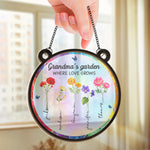 A Grandmother’s Heart Is A Garden Of Love - Family Personalized Window Hanging Suncatcher - Gift For Grandma