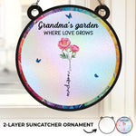 A Grandmother’s Heart Is A Garden Of Love - Family Personalized Window Hanging Suncatcher - Gift For Grandma