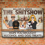 Custom Name Funny Dog Bar Gifts for Couples - Personalized Metal Sign