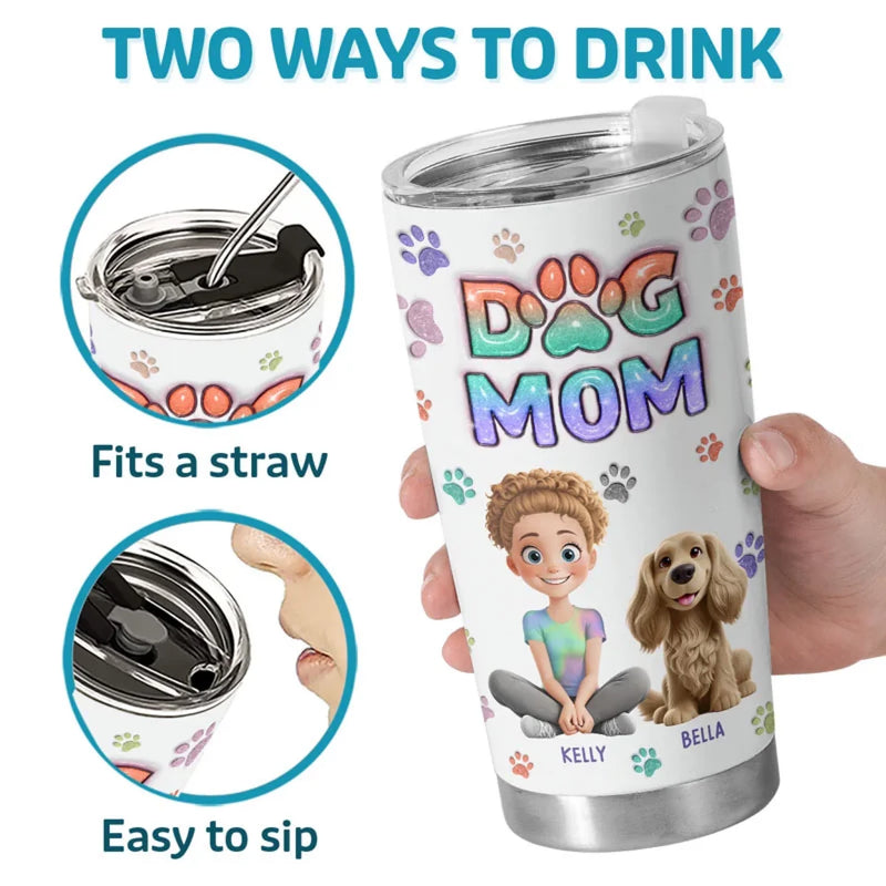Love Me, Love My Fur Babies - Dog & Cat Personalized Custom 3D Inflated Effect Printed Tumbler - Gift For Pet Owners, Pet Lovers