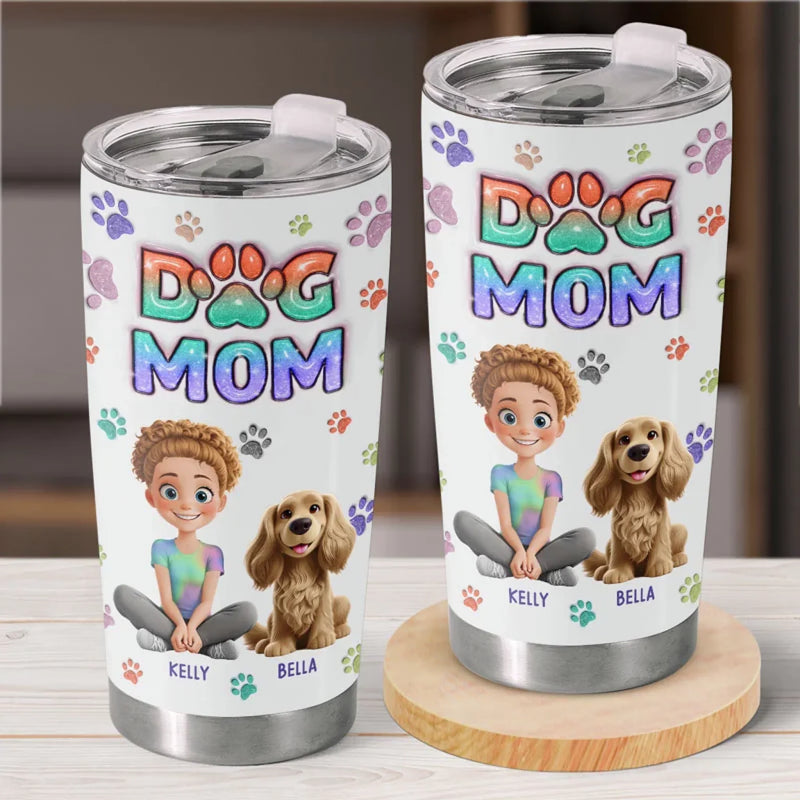 Love Me, Love My Fur Babies - Dog & Cat Personalized Custom 3D Inflated Effect Printed Tumbler - Gift For Pet Owners, Pet Lovers