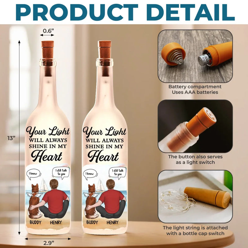 The Love You Gave Me Will Never Fade - Memorial Personalized Custom Bottle Lamp - Sympathy Gift For Pet Owners, Pet Lovers