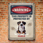 Custom Name Dog Warning Property Decor - Personalized Metal Sign