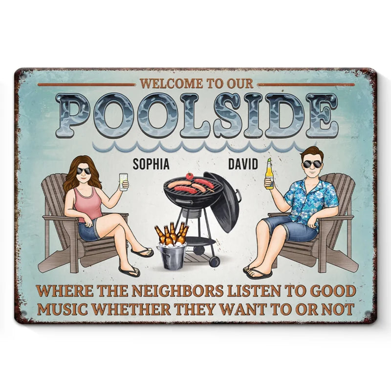 Grill, Chill, And Refill - Couple Personalized Custom Home Decor Metal Sign - House Warming Gift For Yourself, Husband Wife, Best Friends, Family Members
