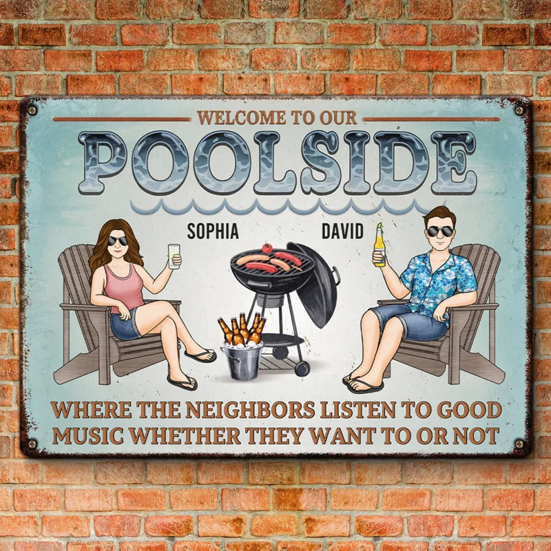 Grill, Chill, And Refill - Couple Personalized Custom Home Decor Metal Sign - House Warming Gift For Yourself, Husband Wife, Best Friends, Family Members