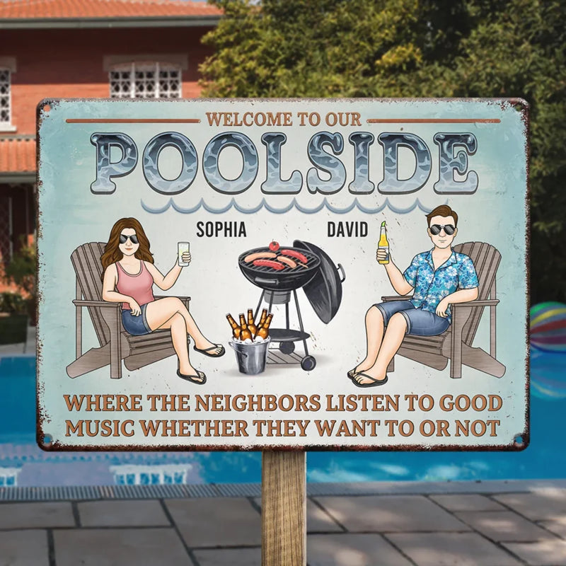 Grill, Chill, And Refill - Couple Personalized Custom Home Decor Metal Sign - House Warming Gift For Yourself, Husband Wife, Best Friends, Family Members
