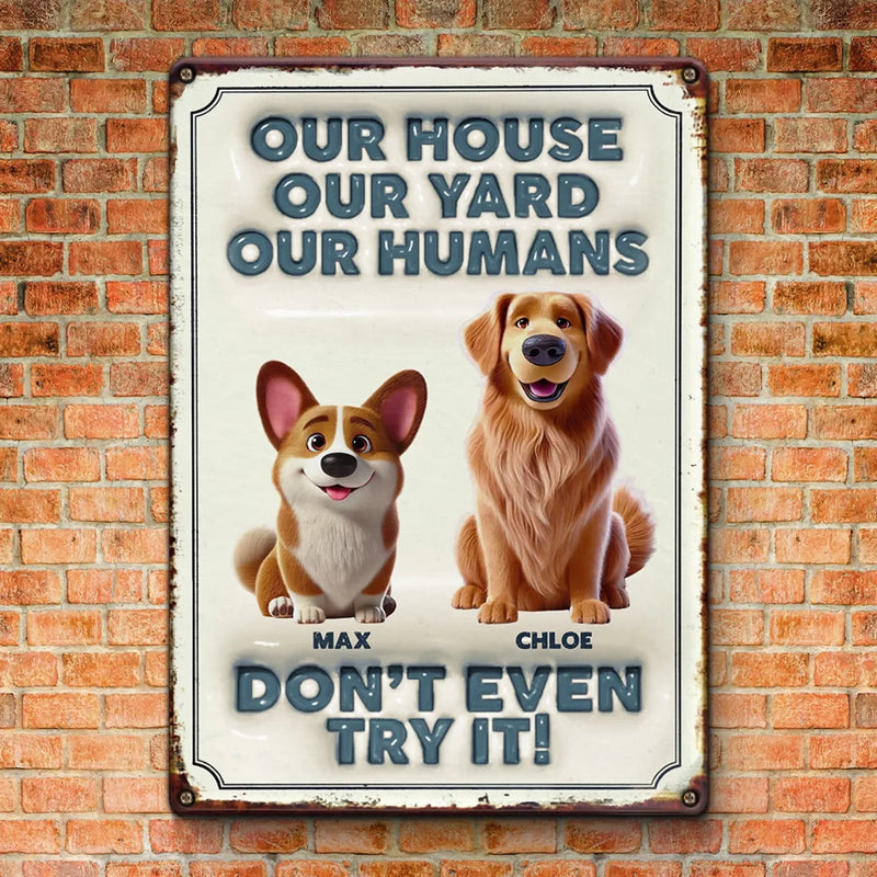 This Home Runs On Paws And Love - Dog Personalized Custom 3D Inflated Effect Printed Metal Sign - House Warming Gift For Pet Owners, Pet Lovers