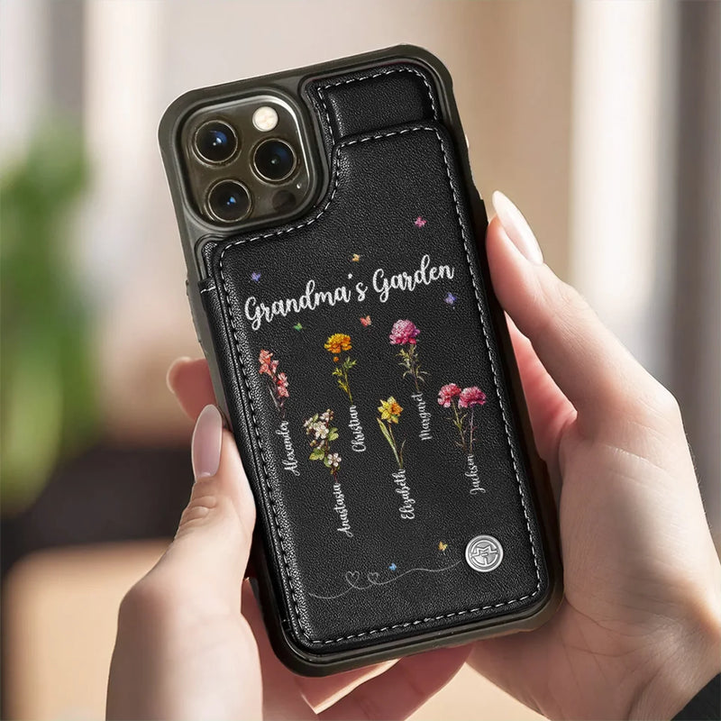 Grandmothers Plant Seeds Of Love That Bloom For Generations - Family Personalized Custom Leather Flip Wallet Phone Case - Mother's Day Gift For Mom, Grandma