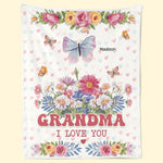 Custom Name Butterfly Grandma Gifts - Personalized Blanket