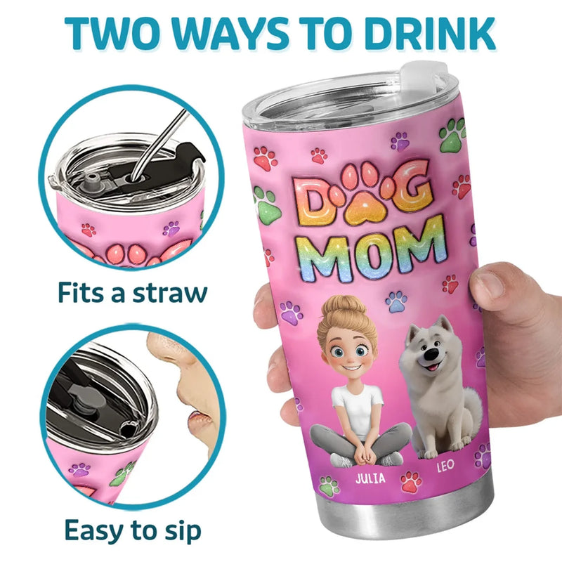 Happiness Is A Wet Nose And A Wagging Tail - Dog & Cat Personalized Custom 3D Inflated Effect Printed Tumbler - Gift For Pet Owners, Pet Lovers