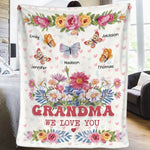 Custom Name Butterfly Grandma Gifts - Personalized Blanket