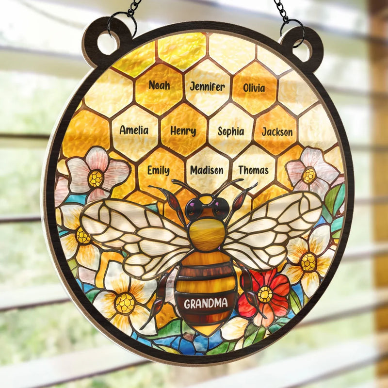Every Grandchild Is A Grand Blessing - Family Personalized Window Hanging Suncatcher - Gift For Mom, Grandma