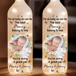 Custom Photo I'm As Lucky As Can Be - Family Personalized Custom Bottle Lamp - Baby Shower Gift, Gift For First Mom