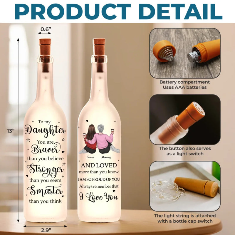 I Am So Proud Of You - Family Personalized Custom Bottle Lamp - Gift For Mom, Daughter