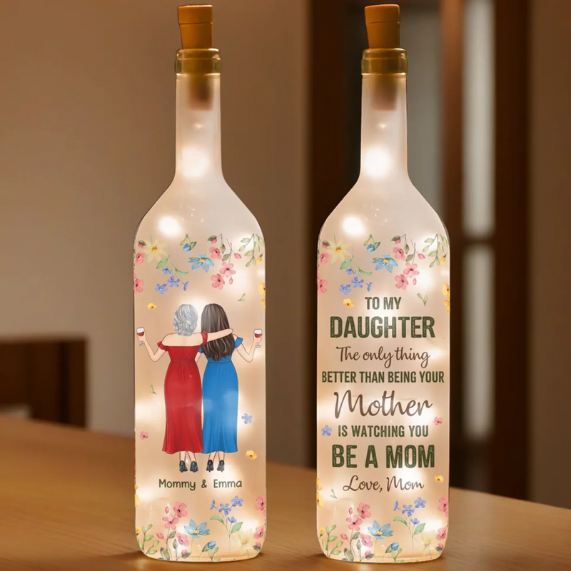 A Sweet Reminder Of The Love Between Mom And Daughter - Family Personalized Custom Bottle Lamp - Gift For Mom, Daughter