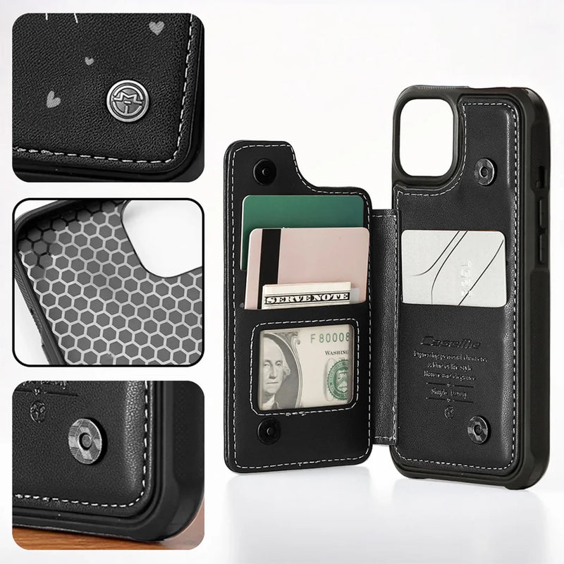 Her Love Is The Thread That Stitches Our Family Together - Family Personalized Custom Leather Flip Wallet Phone Case - Mother's Day Gift For Mom, Grandma
