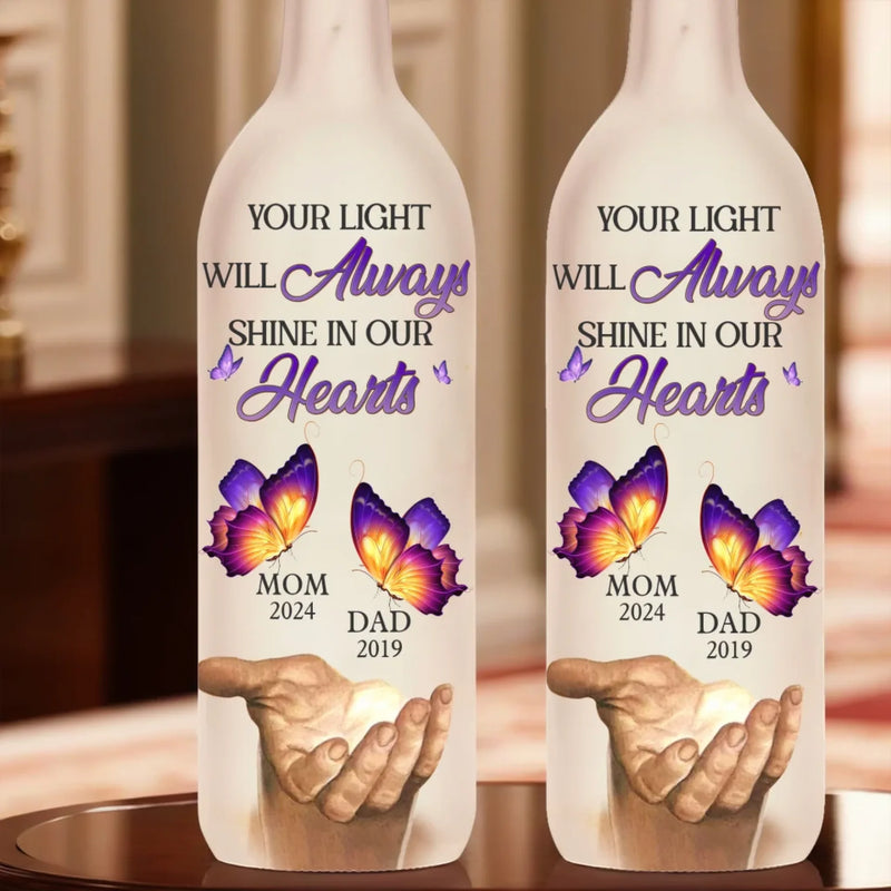 Together, Always By Your Side - Memorial Personalized Custom Bottle Lamp - Sympathy Gift For Family Members