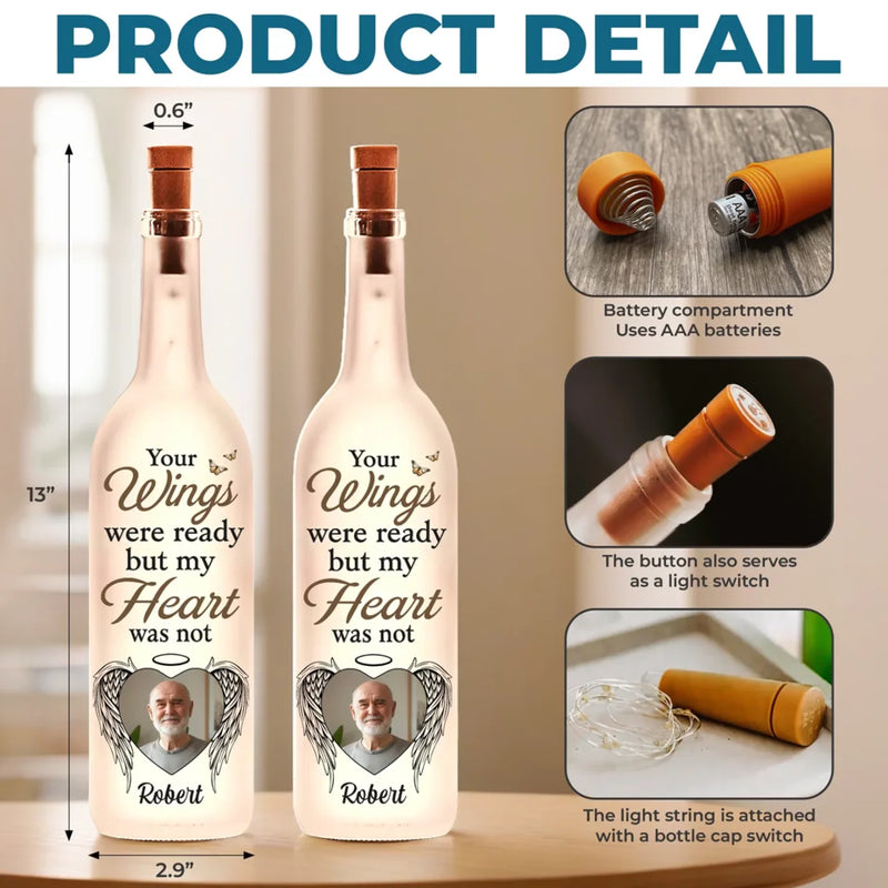 Custom Photo Together In Every Step You Take - Memorial Personalized Custom Bottle Lamp - Sympathy Gift For Family Members