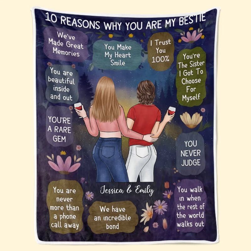 You're The Sister I Got To Choose For Myself - Bestie Personalized Custom Blanket - Gift For Best Friends, BFF, Sisters