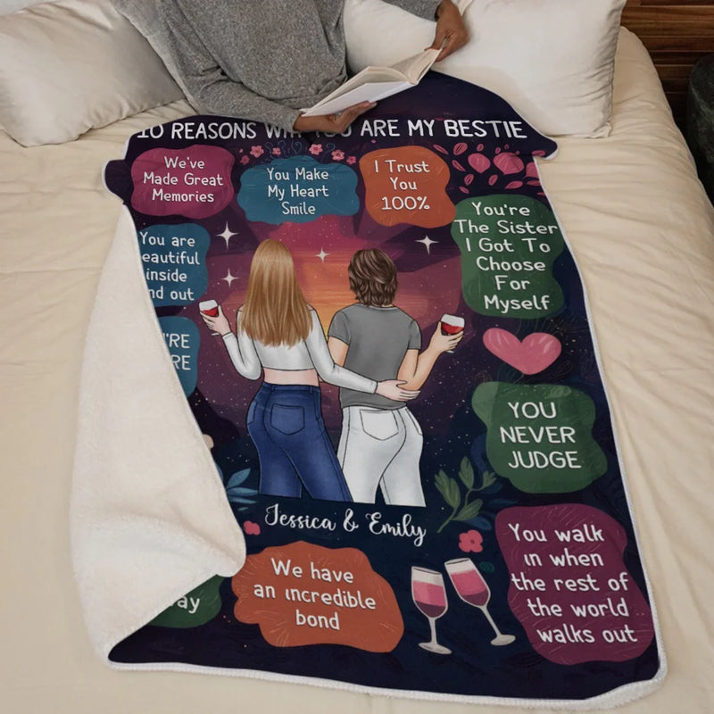 Friendship Is A Journey That Lasts A Lifetime - Bestie Personalized Custom Blanket - Gift For Best Friends, BFF, Sisters