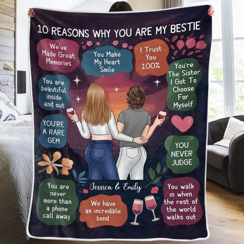 Friendship Is A Journey That Lasts A Lifetime - Bestie Personalized Custom Blanket - Gift For Best Friends, BFF, Sisters