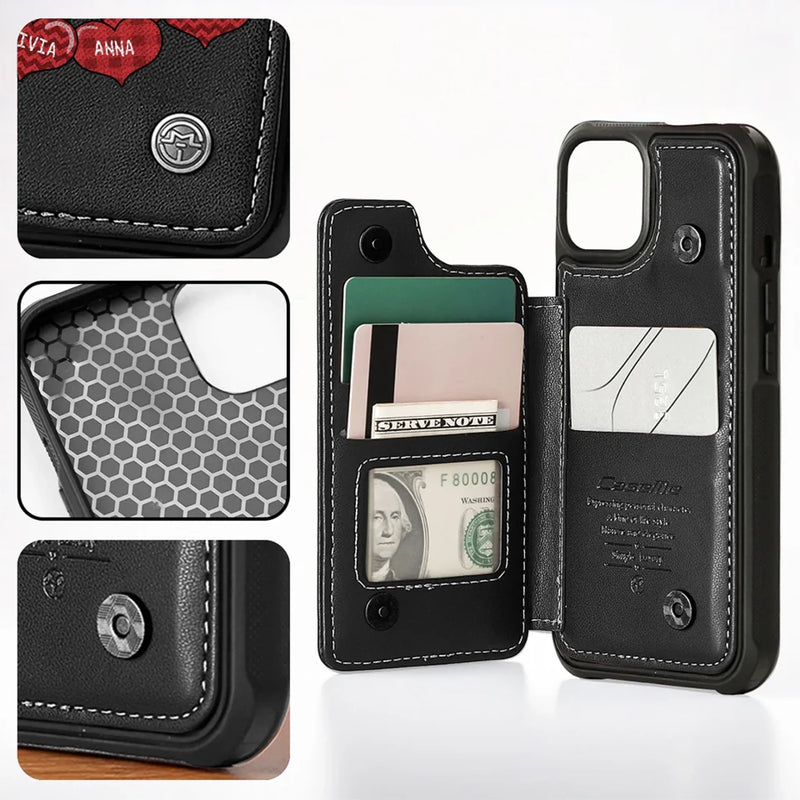 Love Grows Best In A Happy Family - Family Personalized Custom Leather Flip Wallet Phone Case - Mother's Day Gift For Mom, Grandma